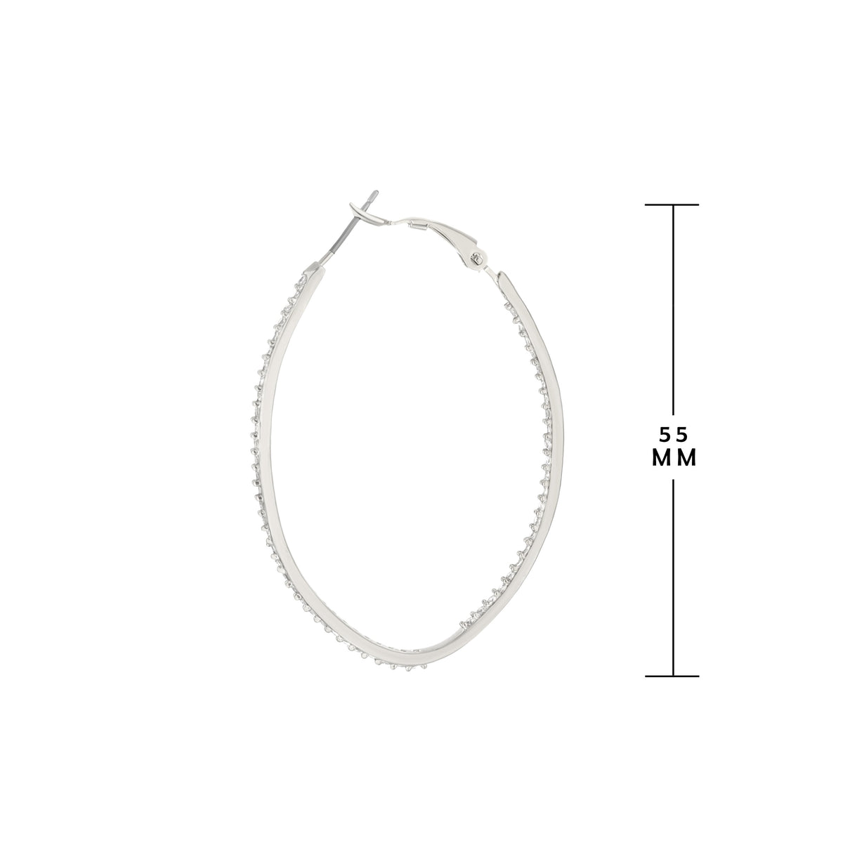 Pave Oval Hoop Earrings by Lauren G Adams, silver-tone pavé hoops, 55 mm diameter on Tampa Home & Garden Store