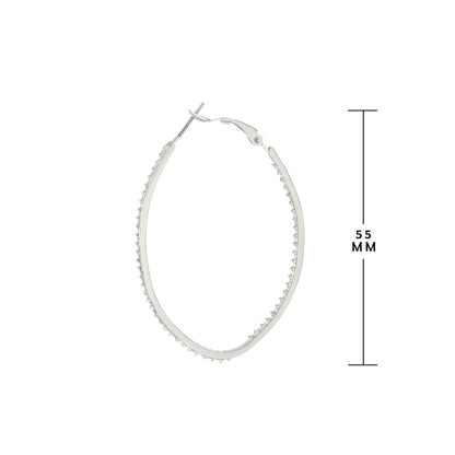 Pave Oval Hoop Earrings by Lauren G Adams, silver-tone pavé hoops, 55 mm diameter on Tampa Home & Garden Store