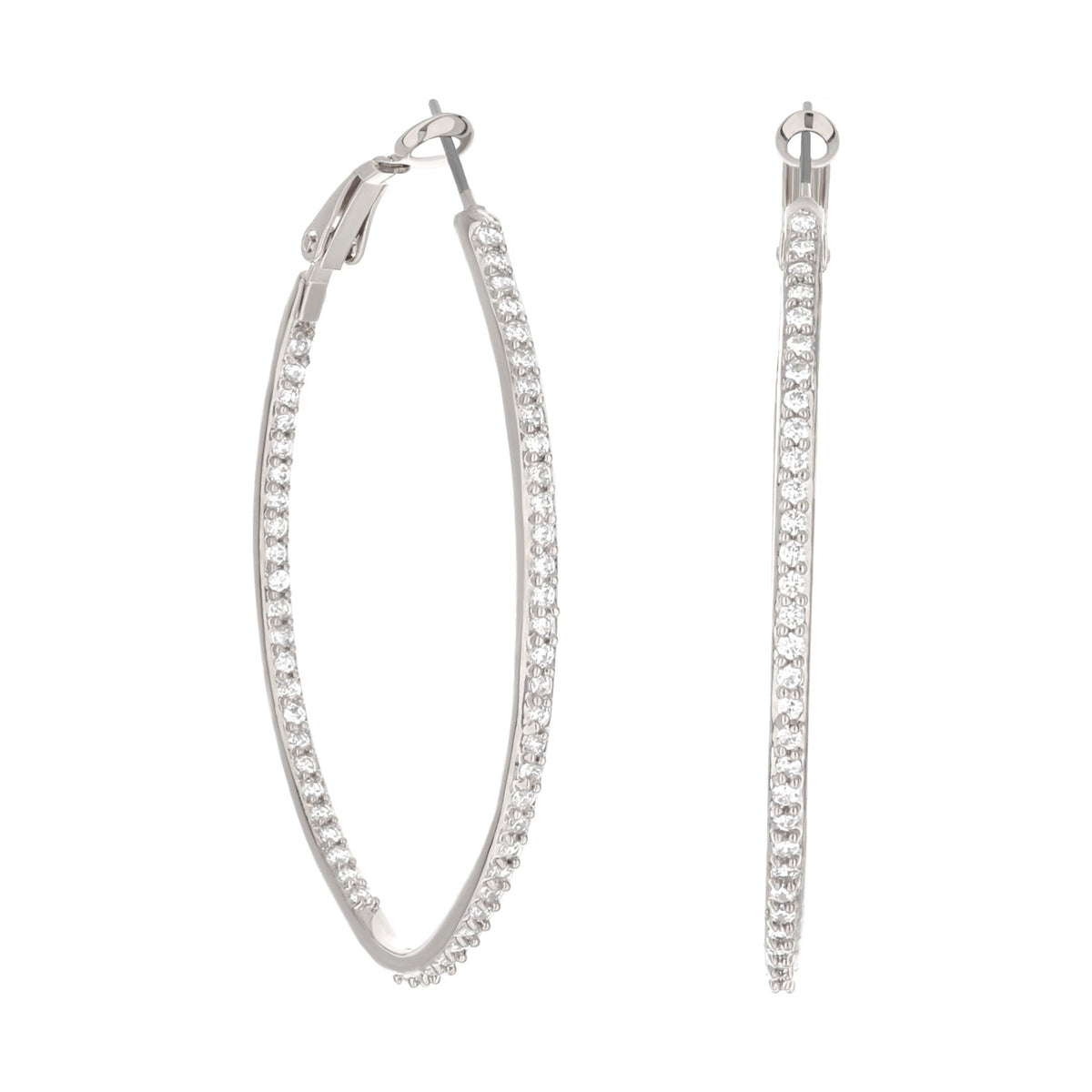 Pave Oval Hoop Earrings pair in silver with pave stones by Lauren G Adams on Tampa Home & Garden Store
