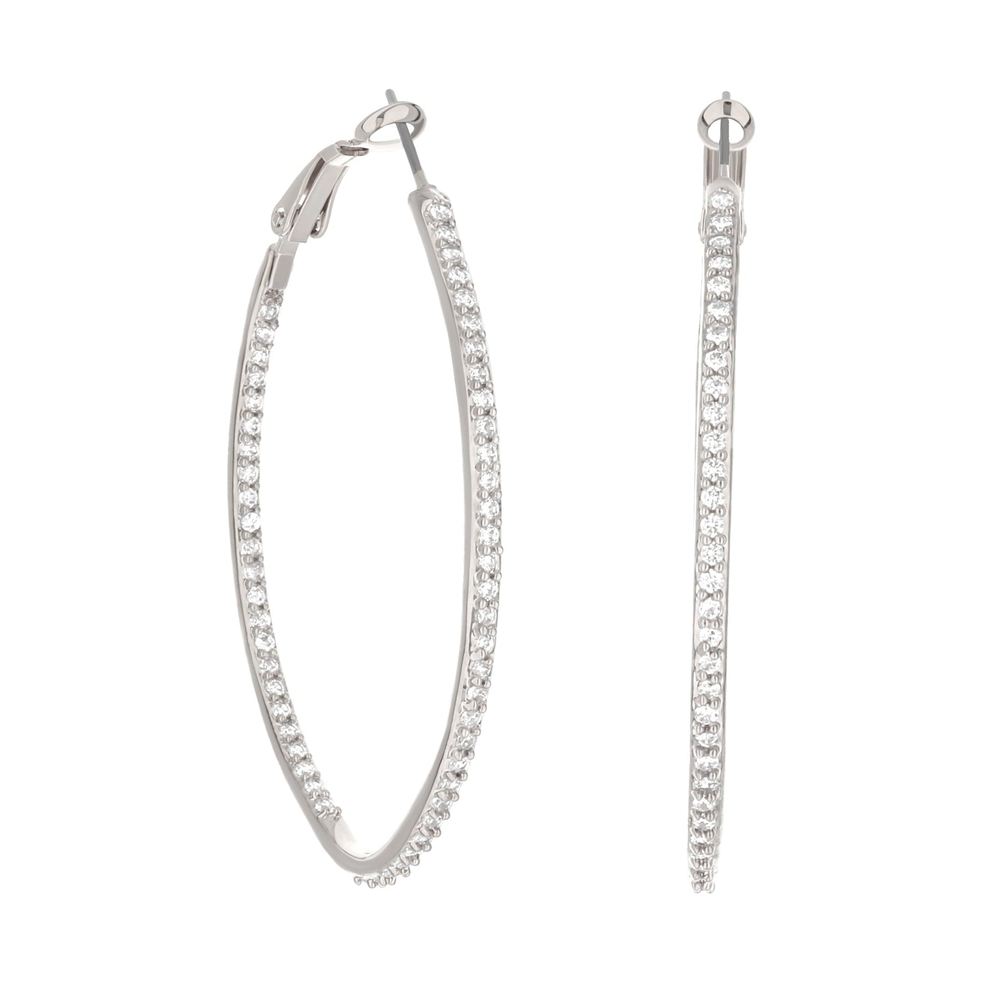 Pave Oval Hoop Earrings pair in silver with pave stones by Lauren G Adams on Tampa Home & Garden Store