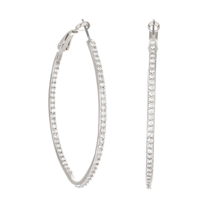 Pave Oval Hoop Earrings pair in silver with pave stones by Lauren G Adams on Tampa Home & Garden Store
