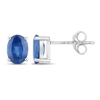 Earrings 1.90ct oval blue sapphire in 14K white gold prong-set stud on Tampa Home & Garden Store