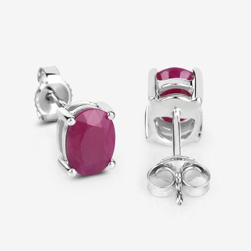 Ruby oval stud earrings in 10K white gold 1.70 ct butterfly backs Bids.com on Tampa Home & Garden Store