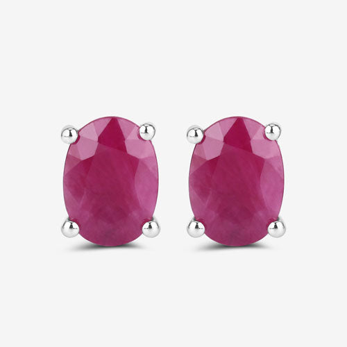 1.70 Carat Genuine Ruby Earrings pair in 10K white gold, pink oval rubies, by Bids.com on Tampa Home & Garden Store