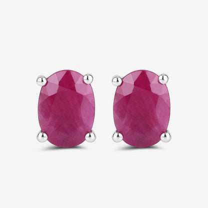 1.70 Carat Genuine Ruby Earrings pair in 10K white gold, pink oval rubies, by Bids.com on Tampa Home & Garden Store