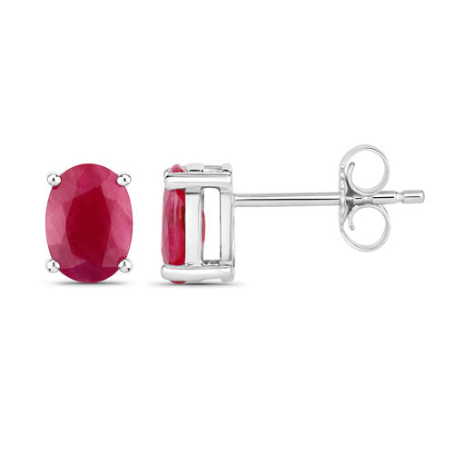 1.70 Carat Genuine Ruby 10K White Gold Earrings Bids.com ruby stud with four-prong setting on Tampa Home & Garden Store