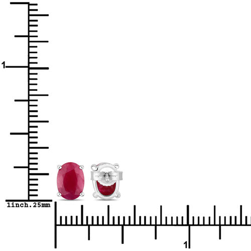 Ruby earrings 1.70ct genuine oval rubies in 10K white gold with prong settings on Tampa Home & Garden Store