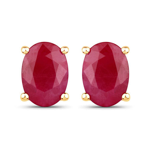 Ruby oval-cut stud earrings in 10K yellow gold by Bids.com, 1.70 ct pair on Tampa Home & Garden Store