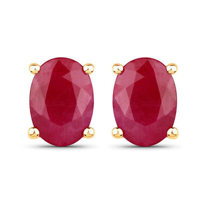 Ruby oval-cut stud earrings in 10K yellow gold by Bids.com, 1.70 ct pair on Tampa Home & Garden Store