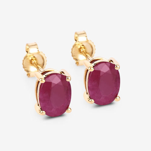 Earrings 1.70ct genuine rubies in 10K yellow gold, oval-cut with screw-back posts, Bids.com on Tampa Home & Garden Store