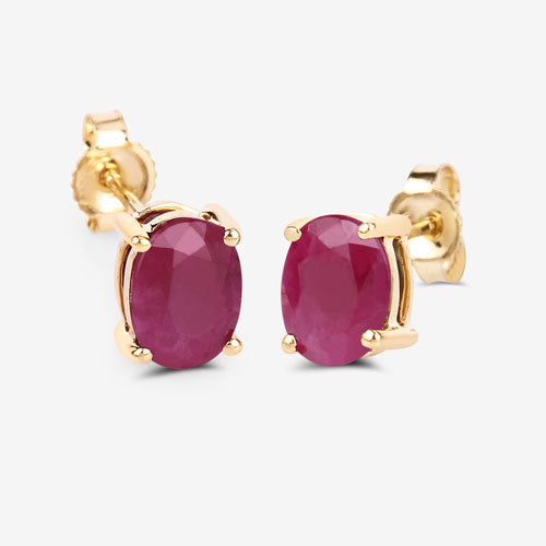 Ruby stud earrings in 10K yellow gold with oval-cut rubies prong-set pair on Tampa Home & Garden Store