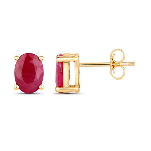 1.70 ct ruby stud earrings in 10K yellow gold, oval-cut rubies, posts by Bids.com on Tampa Home & Garden Store