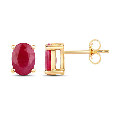 1.70 ct ruby stud earrings in 10K yellow gold, oval-cut rubies, posts by Bids.com on Tampa Home & Garden Store