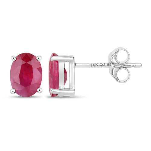 Pair of 1.70ct ruby stud earrings in 14K white gold with oval rubies by Bids.com on Tampa Home & Garden Store
