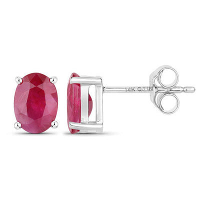 Pair of 1.70ct ruby stud earrings in 14K white gold with oval rubies by Bids.com on Tampa Home & Garden Store