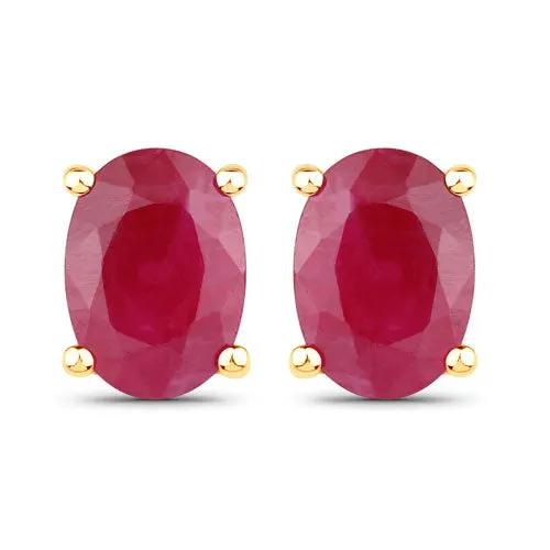 Ruby earrings set in 14K yellow gold with oval-cut rubies, 1.70 ct total, by Bids.com on Tampa Home & Garden Store
