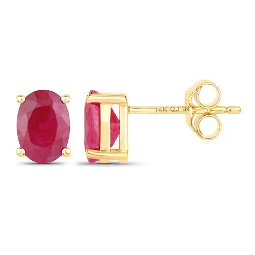 Ruby stud earrings, 1.70 carat, 14K yellow gold, by Bids.com on Tampa Home & Garden Store