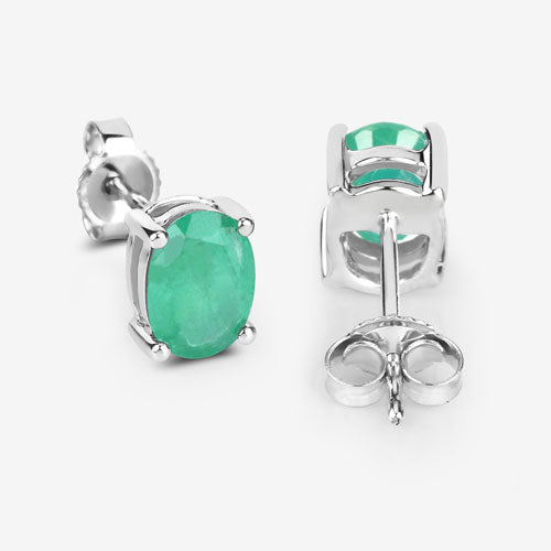 Earrings: oval Zambian emeralds in 10K white gold, 1.44 ct total, stud earrings by Bids.com on Tampa Home & Garden Store