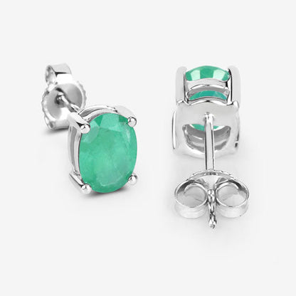 Earrings: oval Zambian emeralds in 10K white gold, 1.44 ct total, stud earrings by Bids.com on Tampa Home & Garden Store