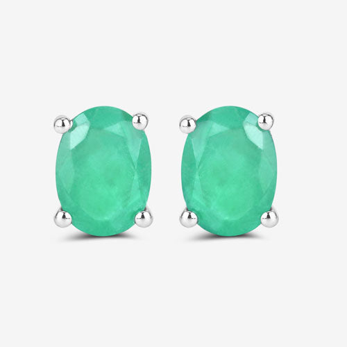 Emerald stud earrings pair with 1.44ct genuine Zambian emeralds in 10K white gold by Bids.com on Tampa Home & Garden Store