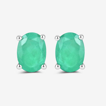 Emerald stud earrings pair with 1.44ct genuine Zambian emeralds in 10K white gold by Bids.com on Tampa Home & Garden Store