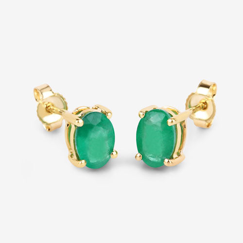 Emerald stud earrings, 1.44ct Zambian emeralds in 10K yellow gold, Bids.com on Tampa Home & Garden Store