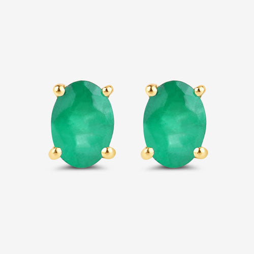 Emerald stud earrings pair, 1.44ct Zambian emerald, 10K yellow gold, Bids.com on Tampa Home & Garden Store