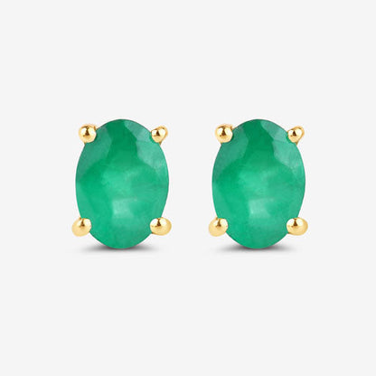 Emerald stud earrings pair, 1.44ct Zambian emerald, 10K yellow gold, Bids.com on Tampa Home & Garden Store