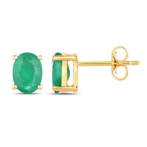Emerald stud earrings 1.44ct Zambian emerald in 10K yellow gold, two-piece set on Tampa Home & Garden Store