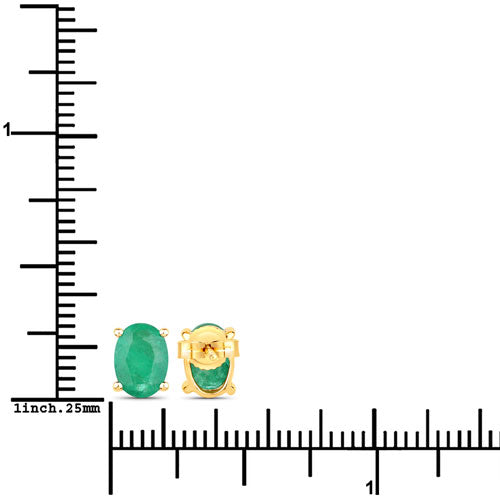 Earrings pair: oval genuine Zambian emeralds, 1.44ct total, 10K yellow gold on Tampa Home & Garden Store