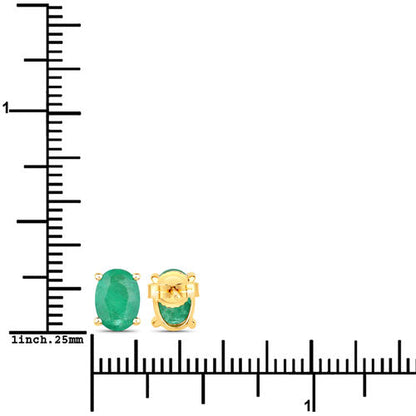 Earrings pair: oval genuine Zambian emeralds, 1.44ct total, 10K yellow gold on Tampa Home & Garden Store