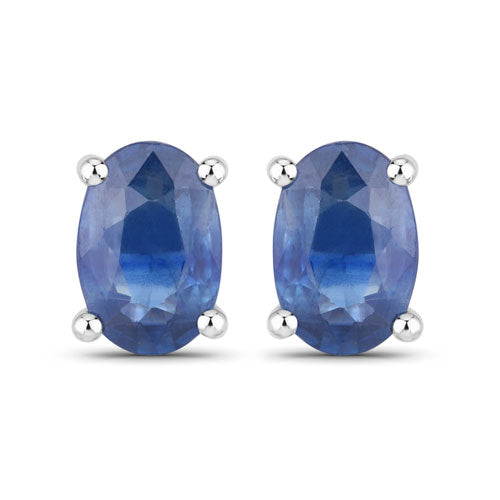 Pair of earrings 0.96ct blue sapphire studs in 14K white gold four-prong setting by Bids.com on Tampa Home & Garden Store