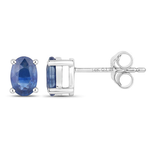 Pair of blue sapphire stud earrings in 14K white gold, 0.96ct by Bids.com on Tampa Home & Garden Store