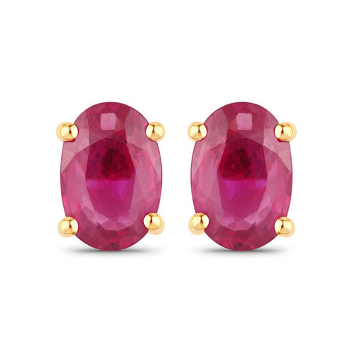 Ruby stud earrings in 14K yellow gold, 1.04ct oval-cut rubies, pair on Tampa Home & Garden Store
