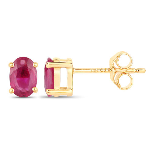 1.04 ct ruby stud earrings in 14K yellow gold with oval rubies, prong-set by Bids.com on Tampa Home & Garden Store