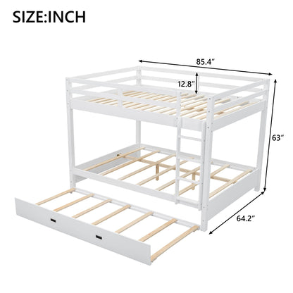 Sturdy bunk bed with ladder in white wood frame HouseOfZazla, slatted beds on Tampa Home & Garden Store
