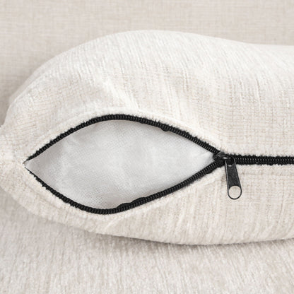 U-shaped sectional sofa cream fabric close-up with black zipper on Tampa Home & Garden Store
