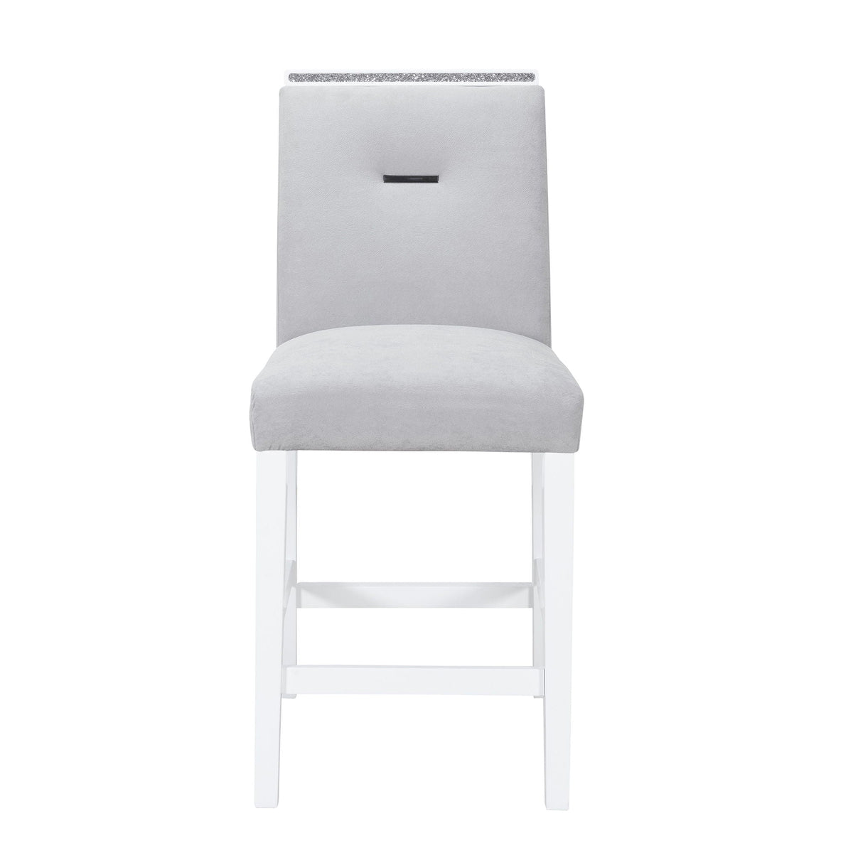 Gray bar stool set of 2 with padded seats and white legs Ariya on Tampa Home & Garden Store