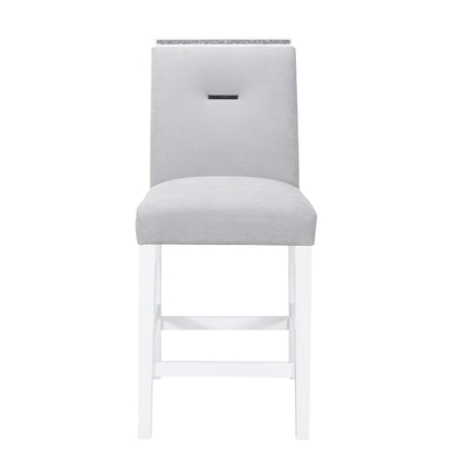 Gray bar stool set of 2 with padded seats and white legs Ariya on Tampa Home & Garden Store