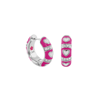 Lots of Love Earrings LGA pink enamel heart hoops with crystals (2 pcs) on Tampa Home & Garden Store