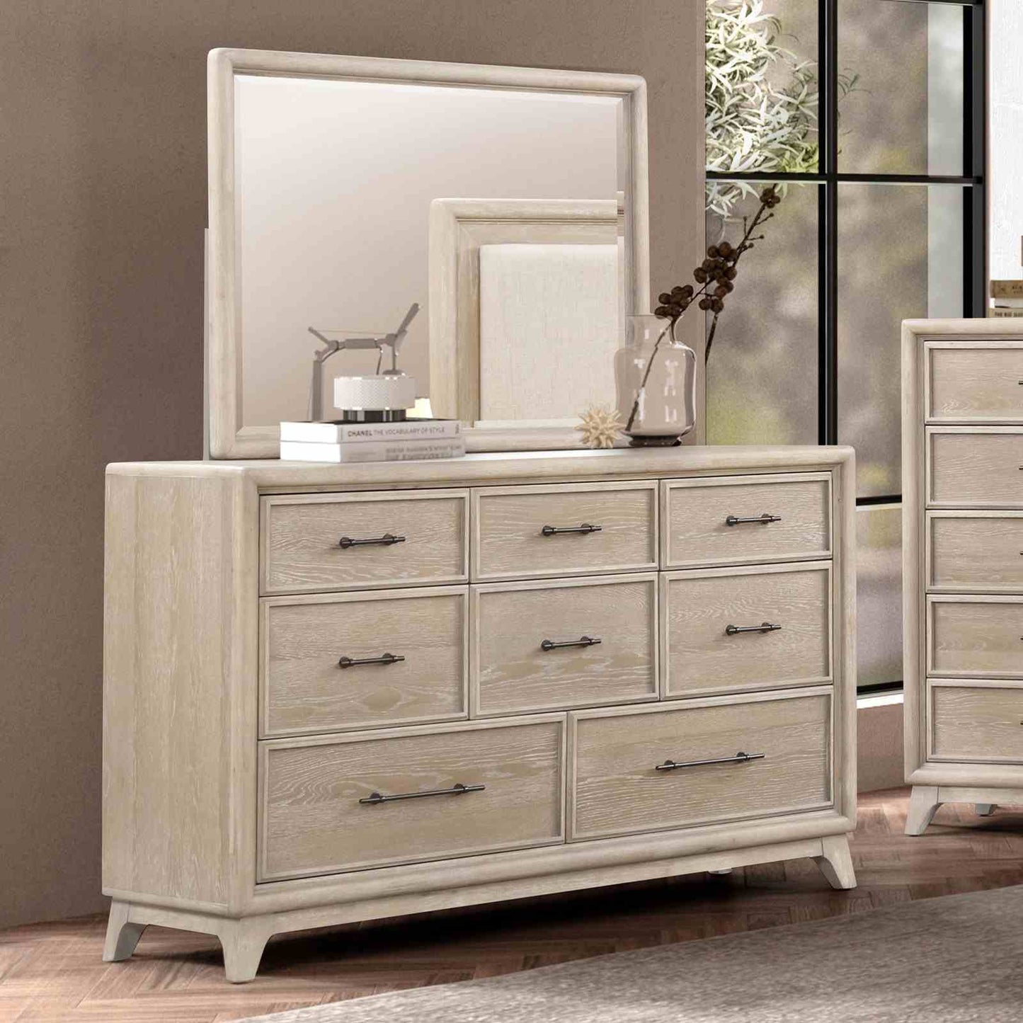8-drawer dresser with leaning mirror in oak finish by Unique Piece Furniture on Tampa Home & Garden Store