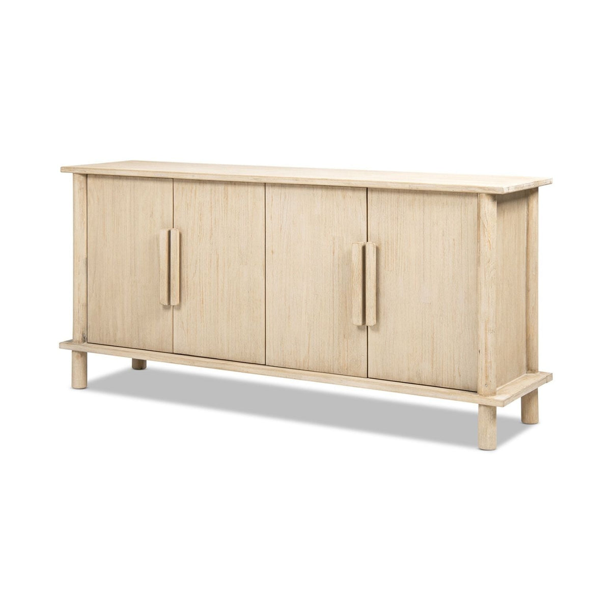 Natural reclaimed wood sideboard with four doors in light finish for streamlined storage on Tampa Home & Garden Store