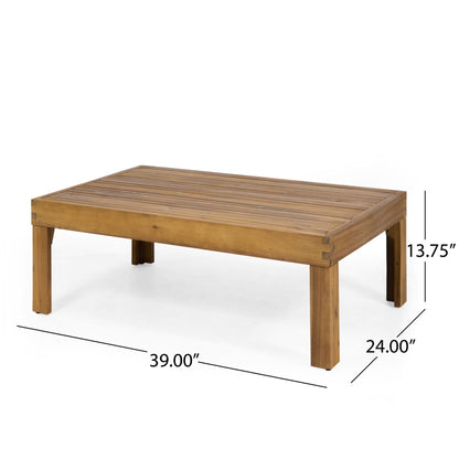 Teak outdoor coffee table from HouseOfZazla 2-piece patio set, beige finish on Tampa Home & Garden Store