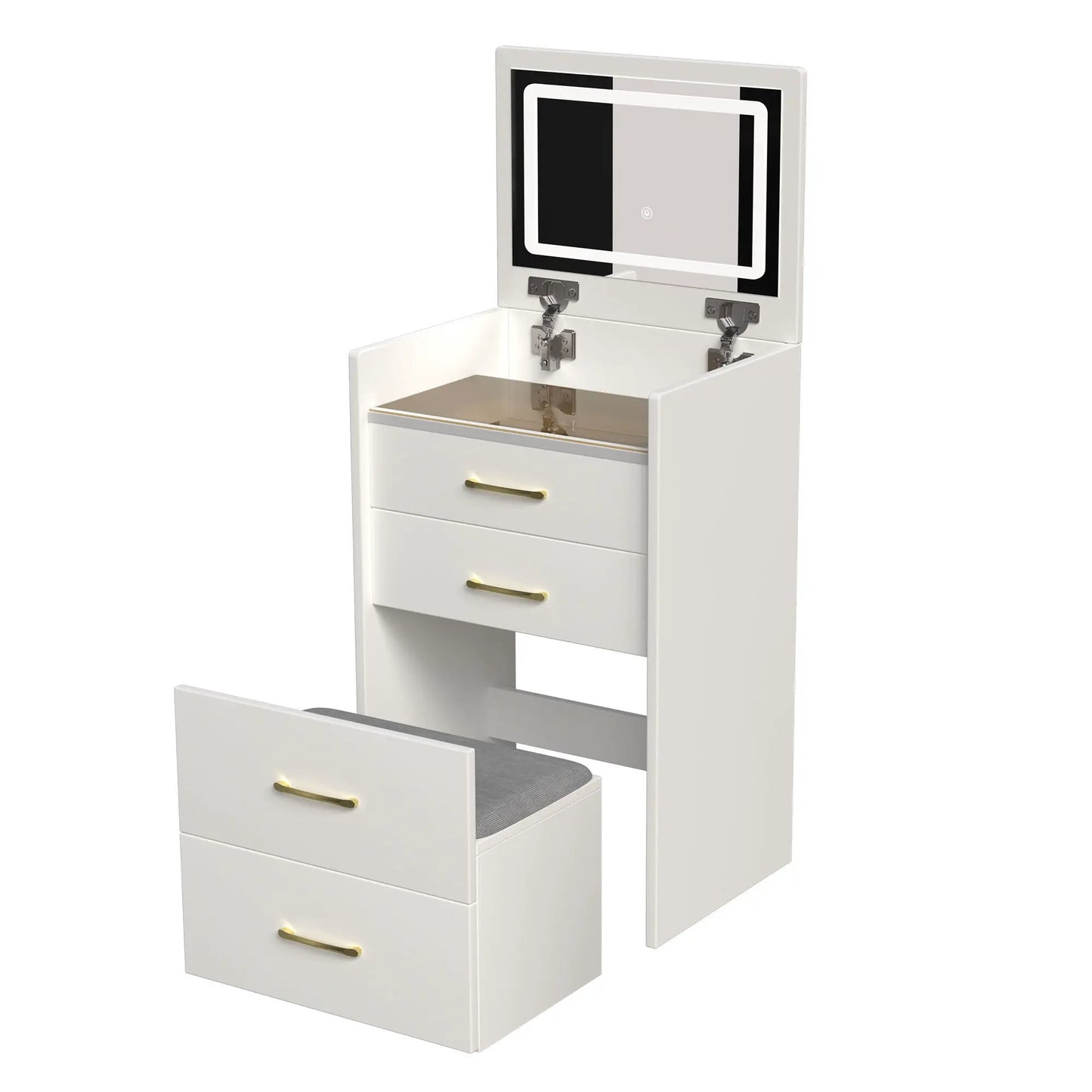 Compact 3 in 1 Vanity Desk with Open Mirror