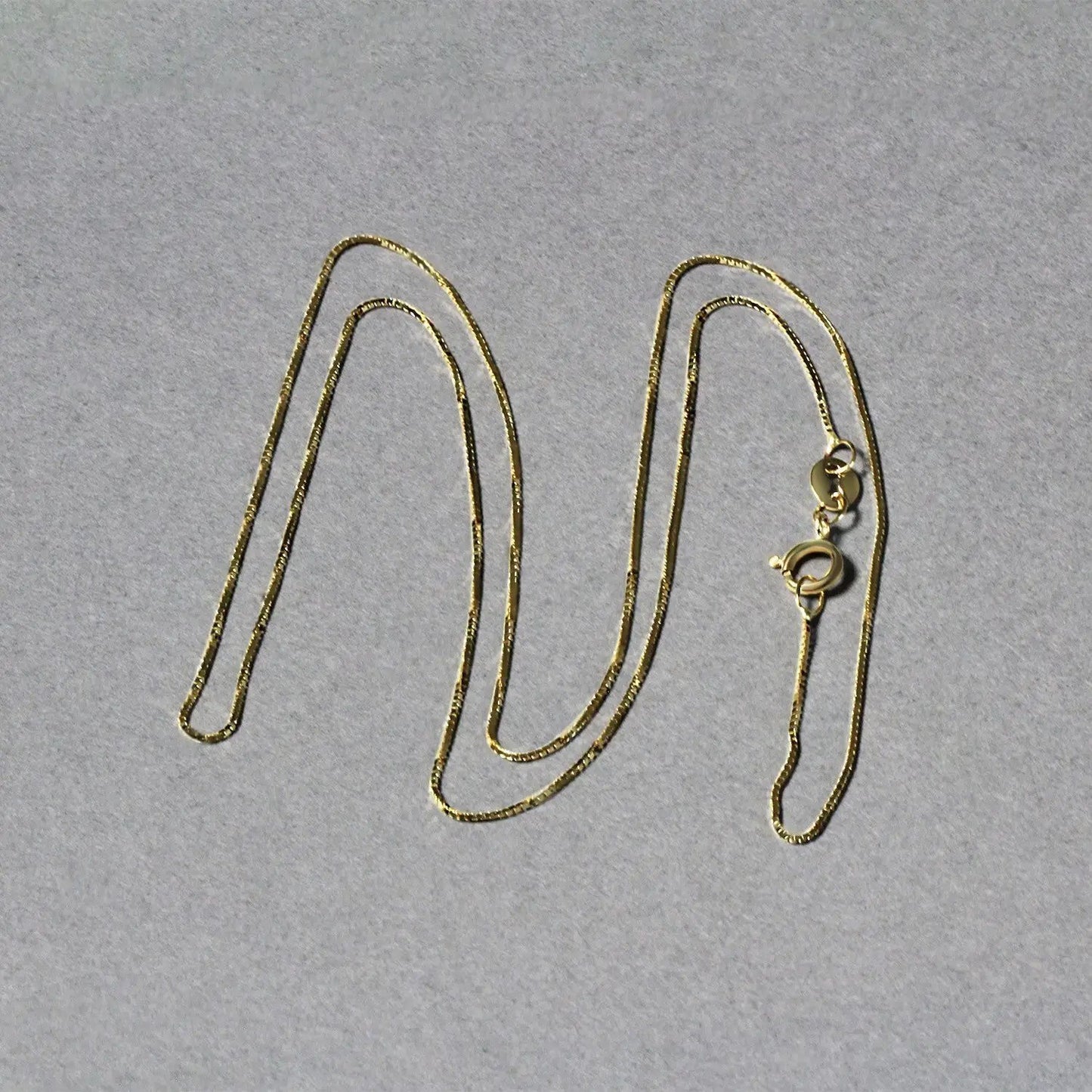 Two 14k yellow gold box chain necklaces, 0.6mm, slender and polished with spring ring clasp on Tampa Home & Garden Store