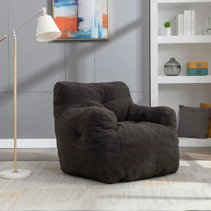 Soft Teddy Fabric Bean Bag Chair With Tufted Foam