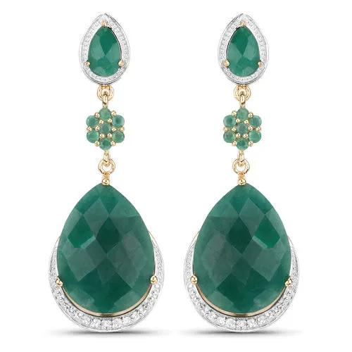 Pair of dyed emerald and white topaz earrings in .925 sterling silver on Tampa Home & Garden Store