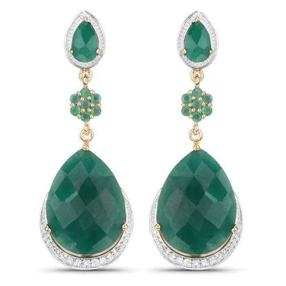 Pair of dyed emerald and white topaz earrings in .925 sterling silver on Tampa Home & Garden Store