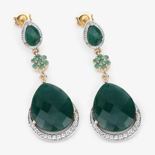 Dyed emerald and white topaz drop earrings pair by Bids.com in .925 sterling silver on Tampa Home & Garden Store