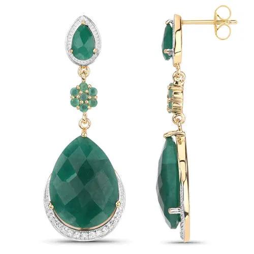 Earrings Bids.com dyed emerald and white topaz in .925 sterling silver with gold-tone on Tampa Home & Garden Store